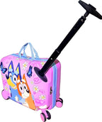 Fast Forward Bluey Girls Ride-On 18" Suitcase for Kids/Tow-Along Toddler Carry-On Luggage with Wheels