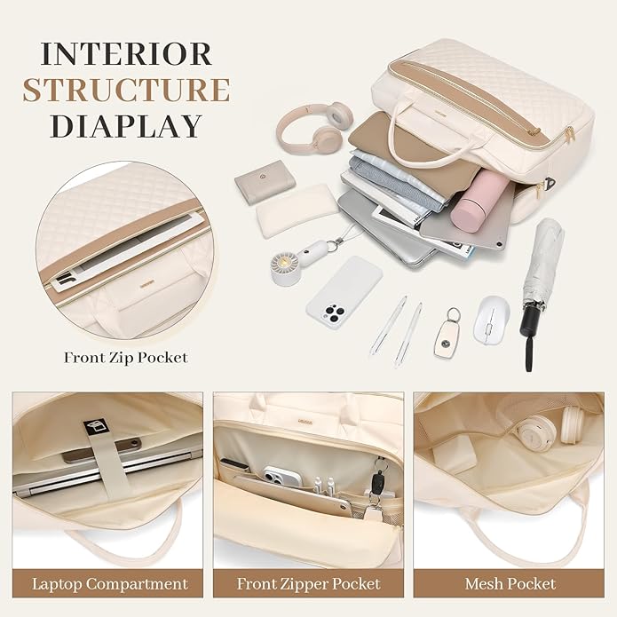 Laptop Bag for Women 15.6Inch Work Tote Computer Briefcase Waterproof Handbag Shoulder Teacher Office Crossbody Purse