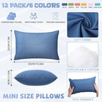 Kigley 12 Pack Mini Pillows for Daycare 9.1 x 13.8'' Small Travel Pillow Bulk Soft Breathable Cotton Pillow for Nap Travel Pet Neck Lumbar Purse Insert(Morandi)