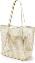 KALIDI Beach Nylon Mesh Tote Bag, Casual Tote Bag Hobo Women Foldable MAX 23L Shoulder Bag For Beach Picnic Vacation