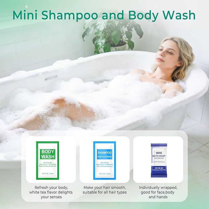 5 Sets Personal Hygiene Kit Bulk,10-IN-1 Green Individually Wrapped Disposable Travel Toothbrushes and Hotel Vanity Set Basic Toiletry Supplies for Homeless,Guests,Charity