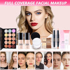 All-in-One Makeup Kit for Women Full Kit, Makeup Gift Set for Women Teens Girls, Makeup Essential Bundle Includes Eyeshadow Foundation Lipsticks Mascara Eyeliner Contour Stick Cosmetic Brush Set