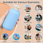 DEMORA 6.6oz Travel Bottles for Toiletries, Larger Plastic Travel Squeeze Bottles Leak Proof Refillable Toiletry Containers with Flip Caps and Labels for Shampoo Conditioner Lotion (Blue, 4 Pcs)