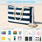 Becokan Beach Bags for Women Large Waterproof Beach Tote Bag Zipper Beach Bags Waterproof Sandproof Swim Pool Bag Large Tote