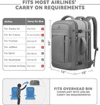 AREYTECO Carry On Backpack, 50L Extra Travel Laptop Backpack for Men Women, Big Bag Business Travel Essentials Gifts for men, 17 Inch Laptop Backpack Computer Bag Gifts for Him Men, Grey