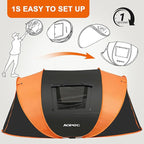 Pop Up Camping Tent, 2/4/6 Person Instant Tent Waterproof PU4500mm, Spacious Ventilated Camping Tent with Front Porch, Quick Setup Lightweight Portable for Outdoor Camping Hiking Beach