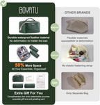 BOYATU Travel Makeup Bag Cosmetic Bags for Women: Large Capacity 3 Pcs Set Make up Bag with Compartments - Waterproof Vegan Leather Toiletry Organizer Bags with Handle (L06 Olive)