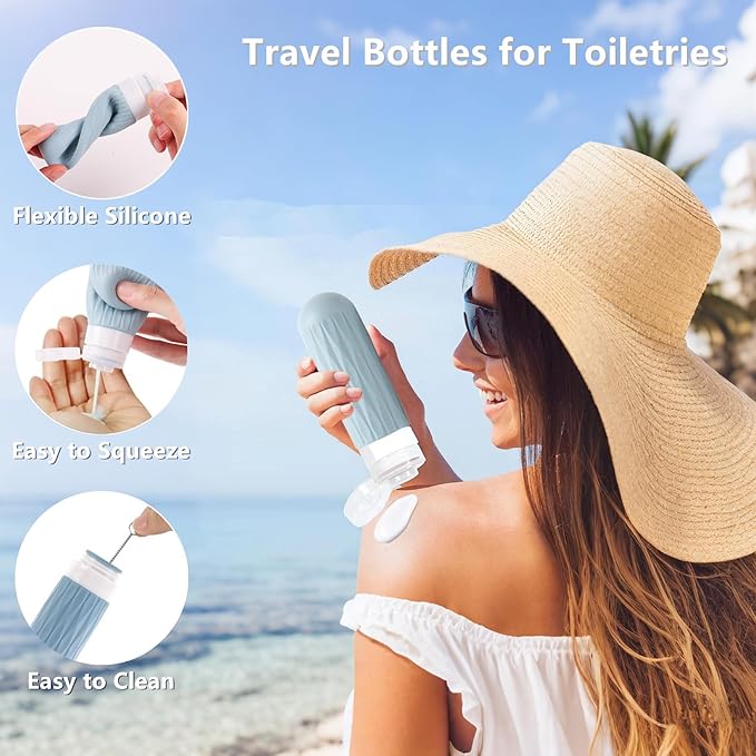 IYYI Travel Bottles for Toiletries, TSA Approved Travel Size Containers, Silicone Toiletries Bottles, Leakproof, Refillable Containers Kits for Shampoo and Conditioner (Bright, 90, Milliliters)