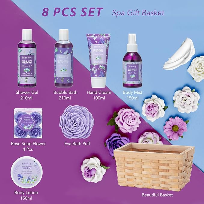 Mothers Day Gifts for Women, Bath & Shower Gifts for Women, Perfume Bath and Body Gift Basket, Skin Care Set, Spa Kit, Self-Care Set, Home Spa Gift, Relaxation Gift, Birthday, Christmas, Anniversary