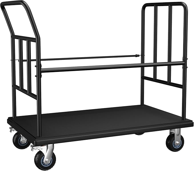Luggage Cart,Heavy-Duty Steel Luggage Trolley with Wheels,850LB Load Hand Truck,Reinforced Frame for Hotel Bellman,Airport & Hospitality Use,Smooth-Rolling Platform Dolly