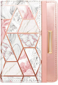 Passport Holder Cover,Traveling Passport Case Cute Passport Wallet for Women,Gold Pink Marble