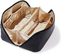 EACHY Travel Makeup Bag, Large Capacity Cosmetic Bag for Women, Waterproof PU Leather, Flat Open Portable Toiletry Bag for Skincare, Brushes & Travel Essentials