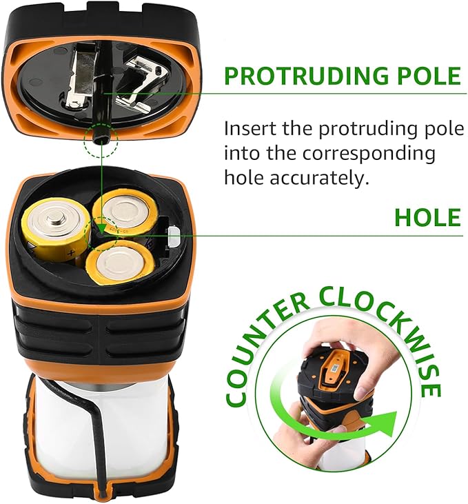 Lepro 1000LM Battery Powered LED Camping Lantern, Orange Tent Light with 4 Light Modes, Camping Essentials, Waterproof Lantern Flashlight for Camping, Emergency Light, Power Outage, Not Rechargeable
