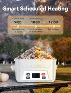 EAST OAK Heated Lunch Box for Men, Electric Lunch Box for Adults, 5.5 Cups Cordless Portable Food Warmer, Rechargeable Self Heating Food Heater with Memory Function, Automatic Keep Warm(White)