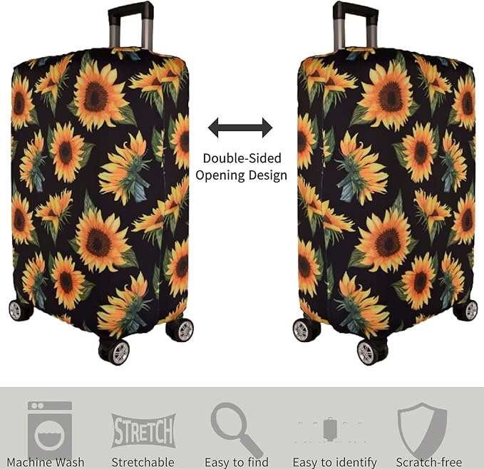 Luggage Cover Thickened 19/22/26/30 Inch Suitcase Spandex Black Protector Cover Fits Size S M L XL Travel Baggage S 19-20IN