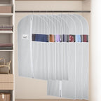 Univivi Suit Bags for Closet Storage and Travel, 40 Inch Hanging Garment Bags for Men Suit Cover with Clear Window and ID Card Holder for Suit Jacket, Shirt and Coat, 10 Pack, White