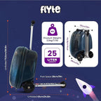 FLYTE Scooter Suitcase Folding Kids Luggage – Sammie the Spaceman, 18 Inch Hardshell, Ride On with Wheels, 2-in-1, 25 Litre Capacity