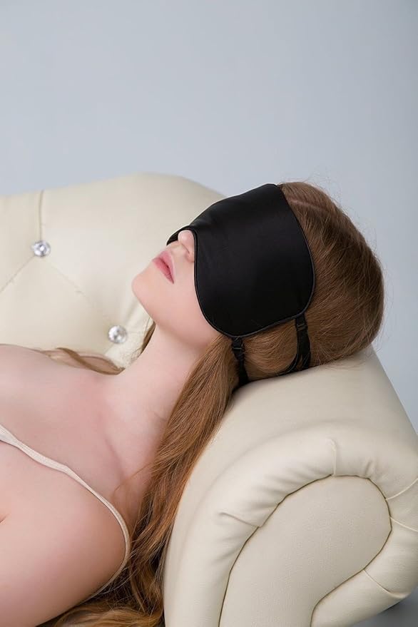 ALASKA BEAR Sleep Mask 2 Straps, Mulberry Silk, Twin Thin Elastic Bands Stay Put All Night, Smooth Eye Mask Two Adjustable Head Strings and Nose Baffle