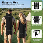 VTOY Portable Camping Chair with Canopy - Folding Chair with Canopy, Durable 600D Oxford Canopy Chair for Camping, Beach, Picnics, Fishing & Sports