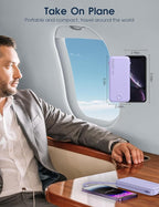 Nusyddy Portable Charger, 10000mAh PD20W Fast Charging Power Bank with Built-in Cables & Wall Plug, Travel Essential External Battery Pack, USB C Battery Phone Charger for iPhone, iPad, Samsung Purple