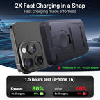 Kysson 5-in-1 Portable Charger,10000mAh Foldable Power Bank Fast Charging,MagSafe Charger Battery Pack Magnetic,Travel Wireless Charging Station for iPhone 17/16/15/14/13/12,iWatch,Air pods,MatteBlack