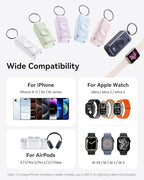 INIU 3-in-1 Portable Charger, 5000mAh Power Bank with Watch Charger & Built-in Cable, Compact 20W Fast Charging Battery Pack, Key Chain & Travel Essential for iPhone 16 15, Apple Watch, AirPods, etc