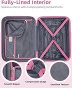 LARVENDER Carry on Luggage 22x14x9 Airline Approved, Expandable 20 Inch Hardside Suitcase with Wheels TSA Lock, PC+ABS Lightweight Carry on Suitcases for Women and Men, Berry (20/DB/TB)