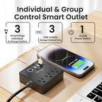 GHome Smart Power Strip with 3 WiFi Outlets & 3 USB, Alexa & Google Home Compatible, ETL Listed Surge Protector Power Strip, App & Timer Control, Ideal for Lamps, Coffee Makers & Office (2.4GHz Only)