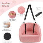 NEEZUKAR Dog Car Seat for Small Medium Dogs,Detachable Washable Dog Booster Seat Under 30lbs, Pet Car Seats Travel Bed with Storage Pockets and Safety Belt(Pink)
