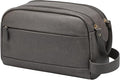 PU Leather Toiletry Bag for Men - Water Resistant Travel Bag for Toiletries, Bathroom Essentials, Accessories - Grey