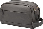 PU Leather Toiletry Bag for Men - Water Resistant Travel Bag for Toiletries, Bathroom Essentials, Accessories - Grey