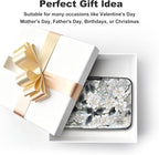 ELFISH Mini RFID Aluminum Wallet Credit Cards Holder Business Card Case Metal ID Case for Men Women (White Lotus)