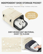 WONHOX Large Travel Backpack Women,Carry On Backpack Flight Approved 18x14x8 inches Bag Spirit Airlines Personal ltem,College Sports Hiking Rucksack Laptop Blackpack mochila de viaje,Beige
