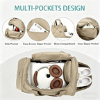 Gym Bag for Men & Women - 30L Duffel Bag with Shoe Compartment, Weekender Water Resistant Duffle Bag for Travel, Sports, Fitness & Workouts, Khaki