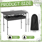 Briwooody 2 Pack Portable Folding Camping Table, Adjustable Height Aluminum Roll-Up Outdoor & Indoor Picnic Table with Large Carry Bag for Beach, BBQ, Travel & Backyard(37.4 x 21.65 Inches)