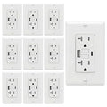 20 Amp GFCI Outlet with USB-A & USB-C Ports, Tamper-Resistant Receptacle, Automatic Self-Test & LED Indicator, in-Wall Installation, Wall Plate Included, ETL Listed, White, 10 Pack