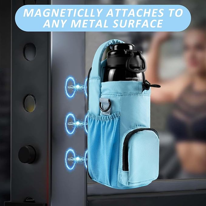 Magnetic Gym Bag for Men and Women, Magnetic Water Bottle Holder for Gym, Small Gym Bag, Gym Gifts for Women and Men (Blue, <40 OZ)