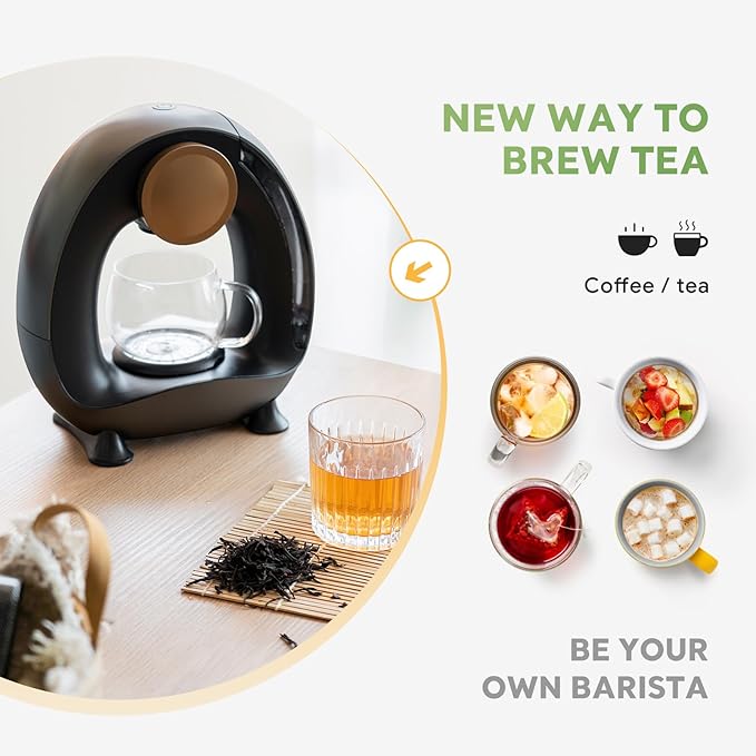 Single-Serve Coffee Maker, 2 in 1 One Cup Coffee Machine Compatible with K-Cup Pod & Coffee Grounds/Tea with One Button Operation,Fast Brew in 1 minute,Compact For Home, Office, RV and Dorm (Black)