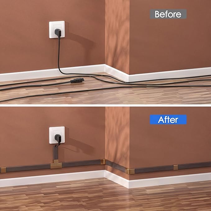 Yecaye TV Cord Hider, 125in Cord Cover, Large Cable Hider, Wire Covers for 4 Cords, Cable Raceway Wire Hider, Wire Hiders for TV on Wall, Cable Cover Cord Concealer, W1.18in H0.6in, Darkwood