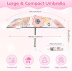 Kids Folding Umbrella Auto Open/Close Umbrellas for Rain Round Corner Safe Design UV Resistant Automatic Children Travel Umbrellas Reinforced Canopy 360° Reflective Strip Lightweight for Girls & Boys