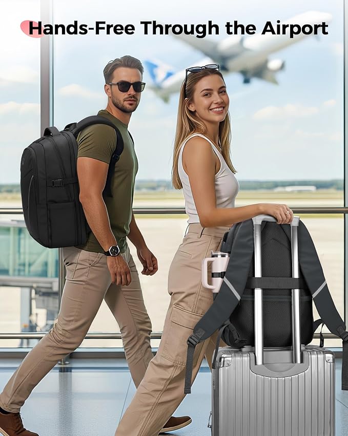 MATEIN HER Computer Backpack for Women Men with Lunch Compartment, Water Resistant Work Laptop Backpack with Water Bottle Holder & RFID Pocket, Underseat Travel Bag Fits 17.3'' Notebook, Gray