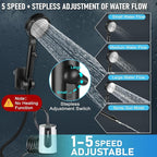 Portable Shower for Camping Essentials: 10000mAh Rechargeable Battery Powered Shower, IPX8 Waterproof Camp Shower Pump, 5-Speed Outdoor Shower with LED Display, Camping Gifts for Men, Dog Bath, Hiking