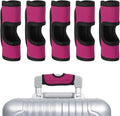 uxcell 5 Pcs Luggage Handle Wrap, Hollow Neoprene Handbag Grip Cover Protector Luggage Identifiers Suitcase Handle Wraps for Luggage Suitcase Travel Bags, Rose Red