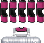 uxcell 5 Pcs Luggage Handle Wrap, Hollow Neoprene Handbag Grip Cover Protector Luggage Identifiers Suitcase Handle Wraps for Luggage Suitcase Travel Bags, Rose Red
