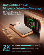 MOMAX (2026 NEW) Magnetic Portable Charger Slim 0.37", 5000mAh Qi2 Certified 15W Fast Charging Power Bank iPhone Air MagSafe Battery Pack Designed for iPhone 17 Pro Max/17 Pro/Air/16/15/14/13/12