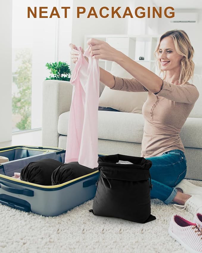 FantasyLife Shoe Bags for Travel, Washable Dust Bags for Storage & Packing, Flannel Shoe Pouch with Drawstring Closure for Purses, Handbags, Shoes & Toys (2, Black Beauty, 17.3"x12.6")