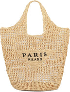 POOOPSSD New Woven Bag, Straw Mesh Tote Bag, Beach, Shoulder Bag, Hobo Women, Foldable Large Capacity, for Holiday.