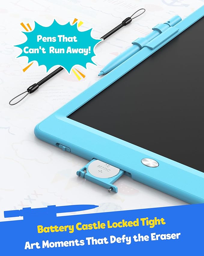 TEKFUN LCD Writing Tablet for Kids, 10-inch Coloring Drawing Pad, Mess Free Doodle Board, Airplane Travel Toys for Boys and Toddlers, Road Trip Essentials, Gifts for 3 4 5 6 7 8 Year Old Girls(Blue)