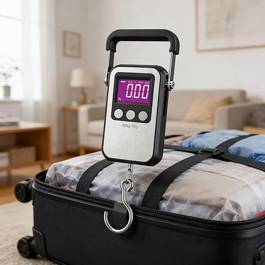 Luggage Scales 132lb Portable Digital Hanging 60kg Fishing Scale, 2 AAA Batteries (Not Included)
