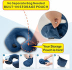 Keemall Travel Neck Pillow for Airplane, Compact Inflatable Neck Pillow for Traveling Long Flights, Adjust Firmness Neck Suport Pillow for Sleeping Plane Head Rest for Travel Accessories,Deep Blue